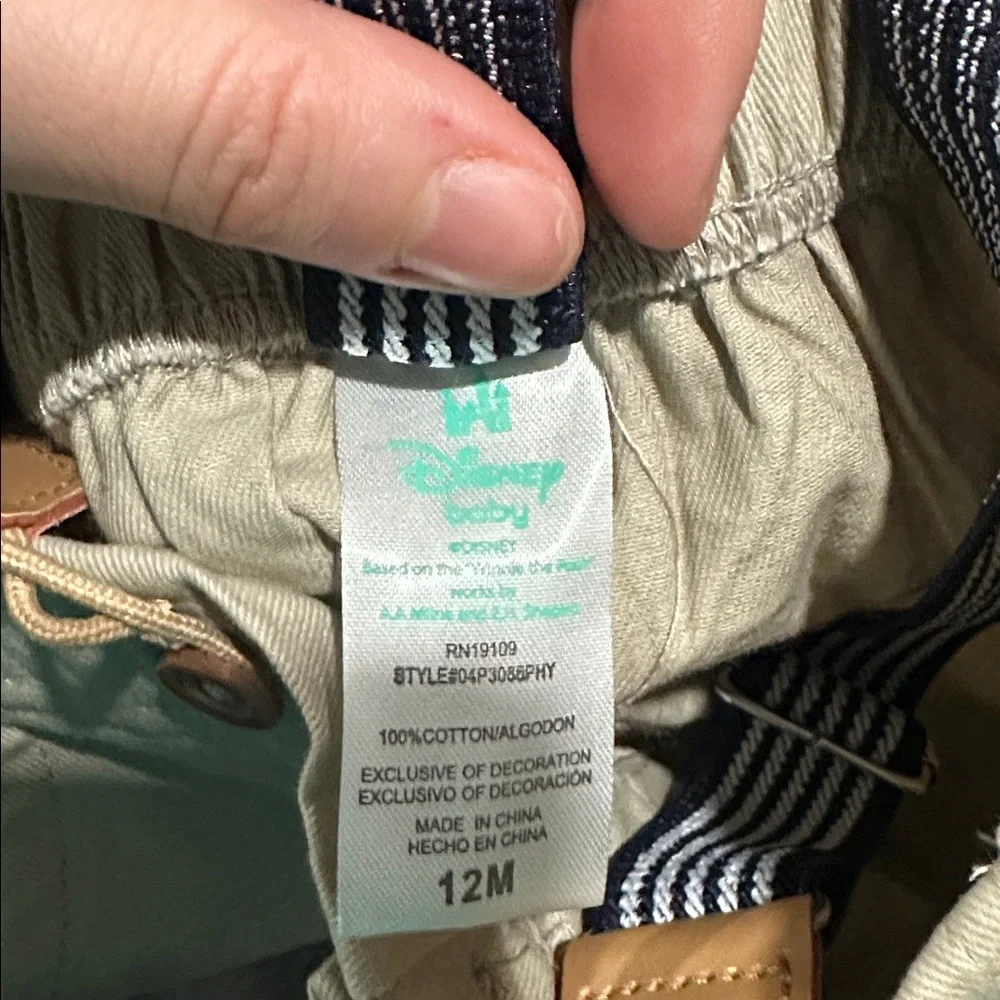 Disney Beige and Navy Baby Pants and suspenders  - Winnie the Pooh - Picture 3 of 3